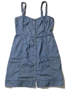 Anthropologie Pilcro Blue Denim Button-Front Mini Dress